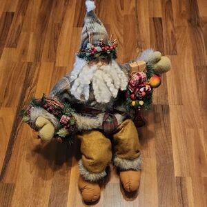 Large & Festive Woodland Santa Claus Plush Sitting Christmas Holiday Decor